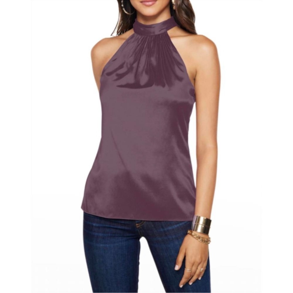 Ramy Brook Plum Halter Neck Satin Blouse